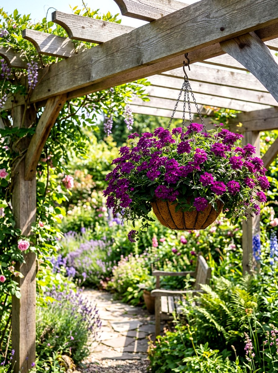Verbena Hanging Basket - 25 Spring Hanging Basket Flower Ideas