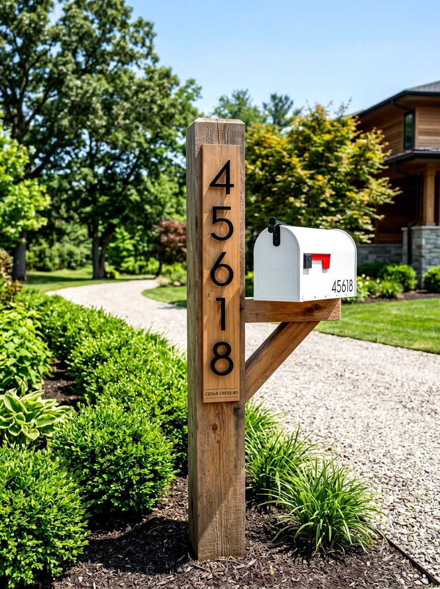 Vertical Address Sign Post - 25 Spring Mailbox Post Decor Ideas
