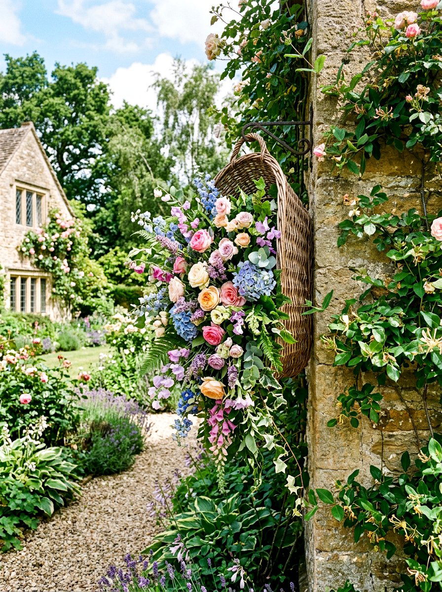Vertical Basket Swag - 25 Spring Door Swag Arrangement Ideas