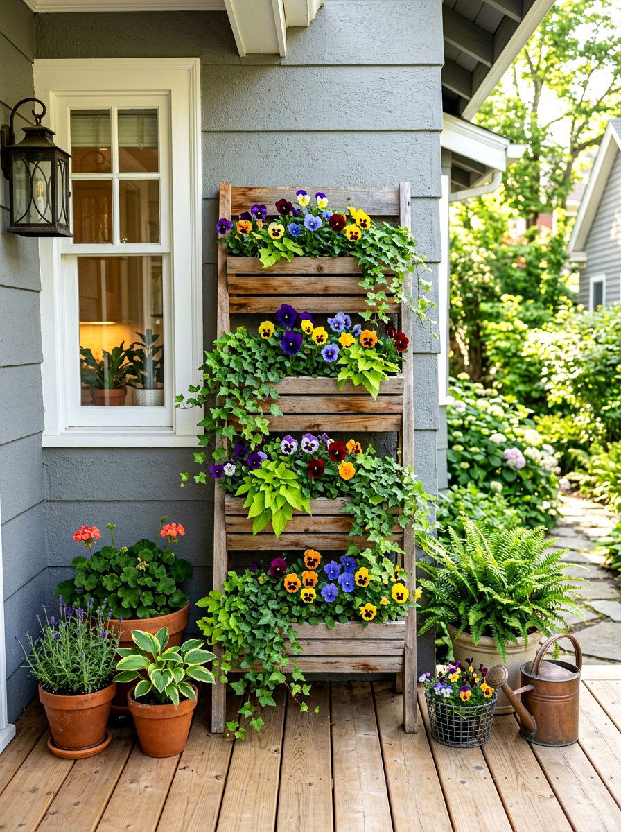 Vertical Flower Planter - 25 Front Porch Spring Decor Ideas