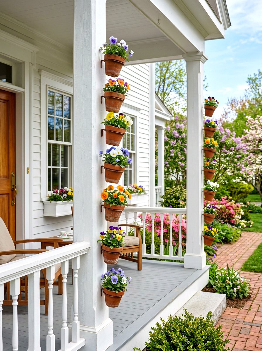 Vertical Flower Pot Column - 25 Spring Porch Column Decor Ideas
