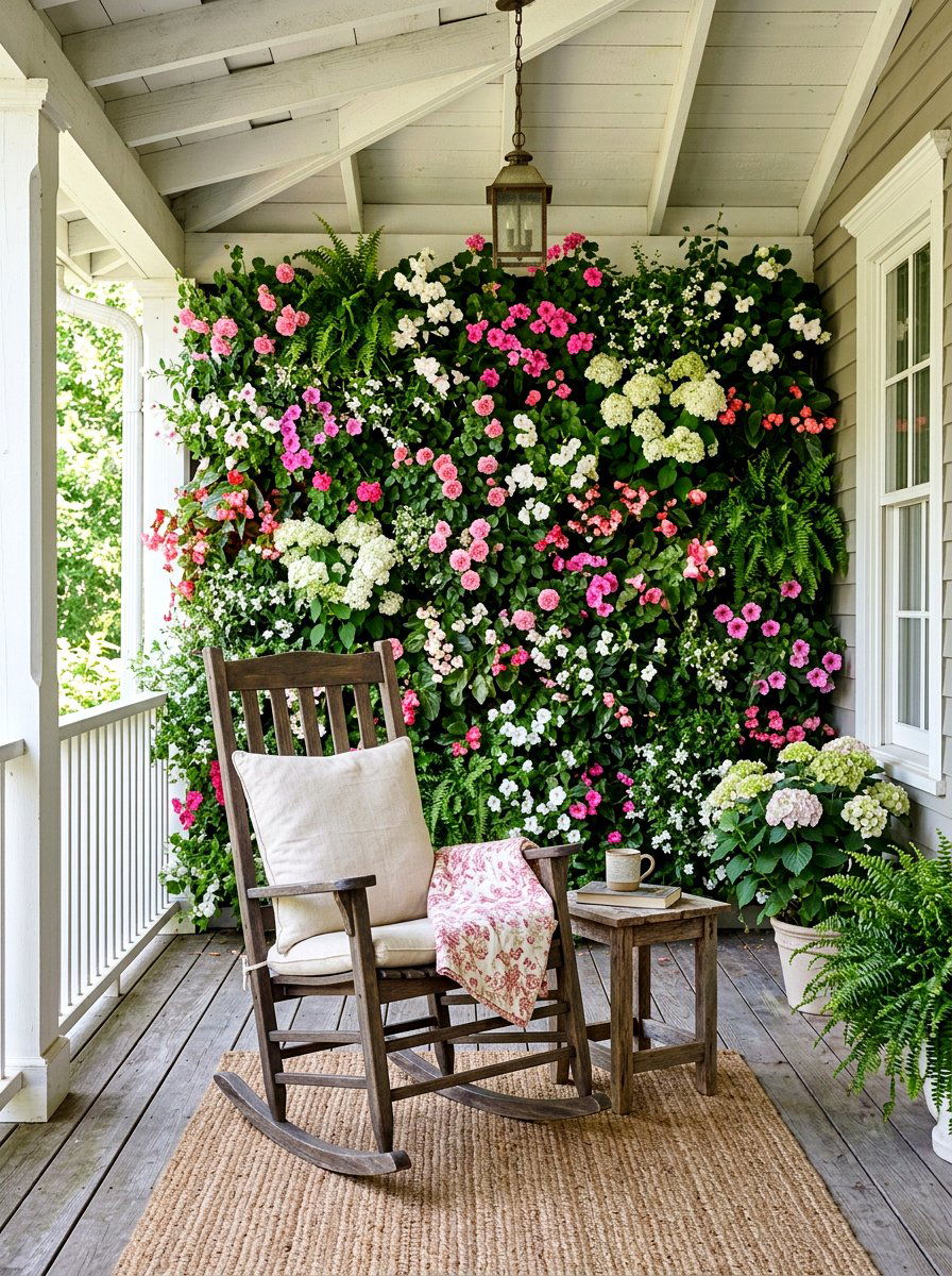 Vertical Flower Wall - 25 Spring Porch Rocker Decor Ideas