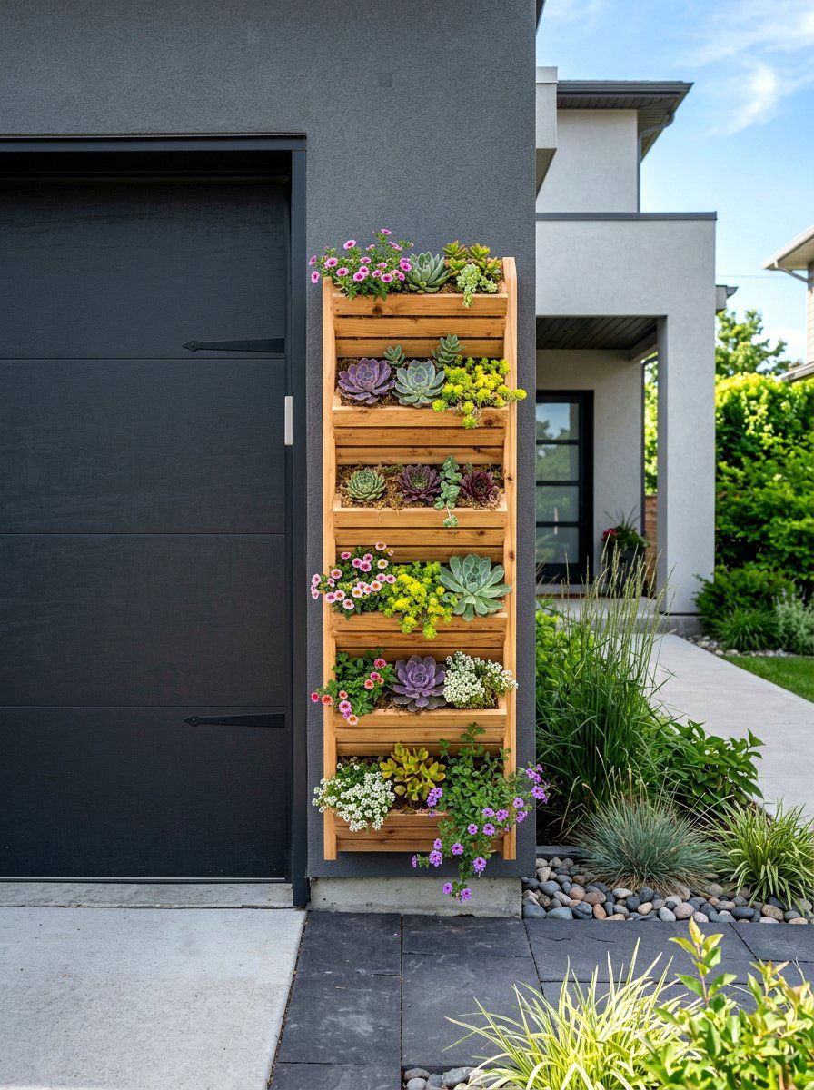 Vertical Garage Planter - 25 Spring Garage Door Decor Ideas