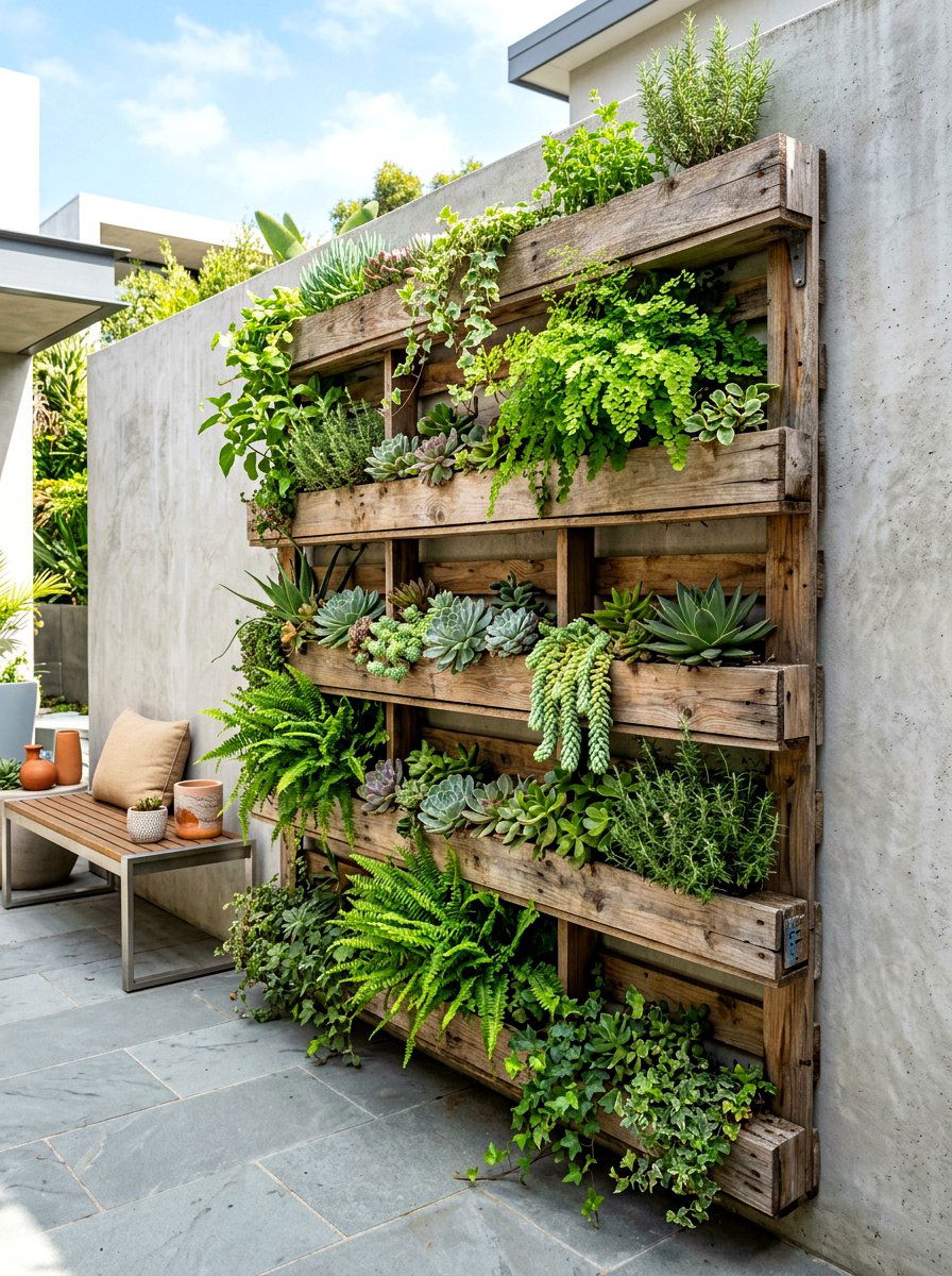 Vertical Garden Wall - 25 Spring Patio Door Decor Ideas