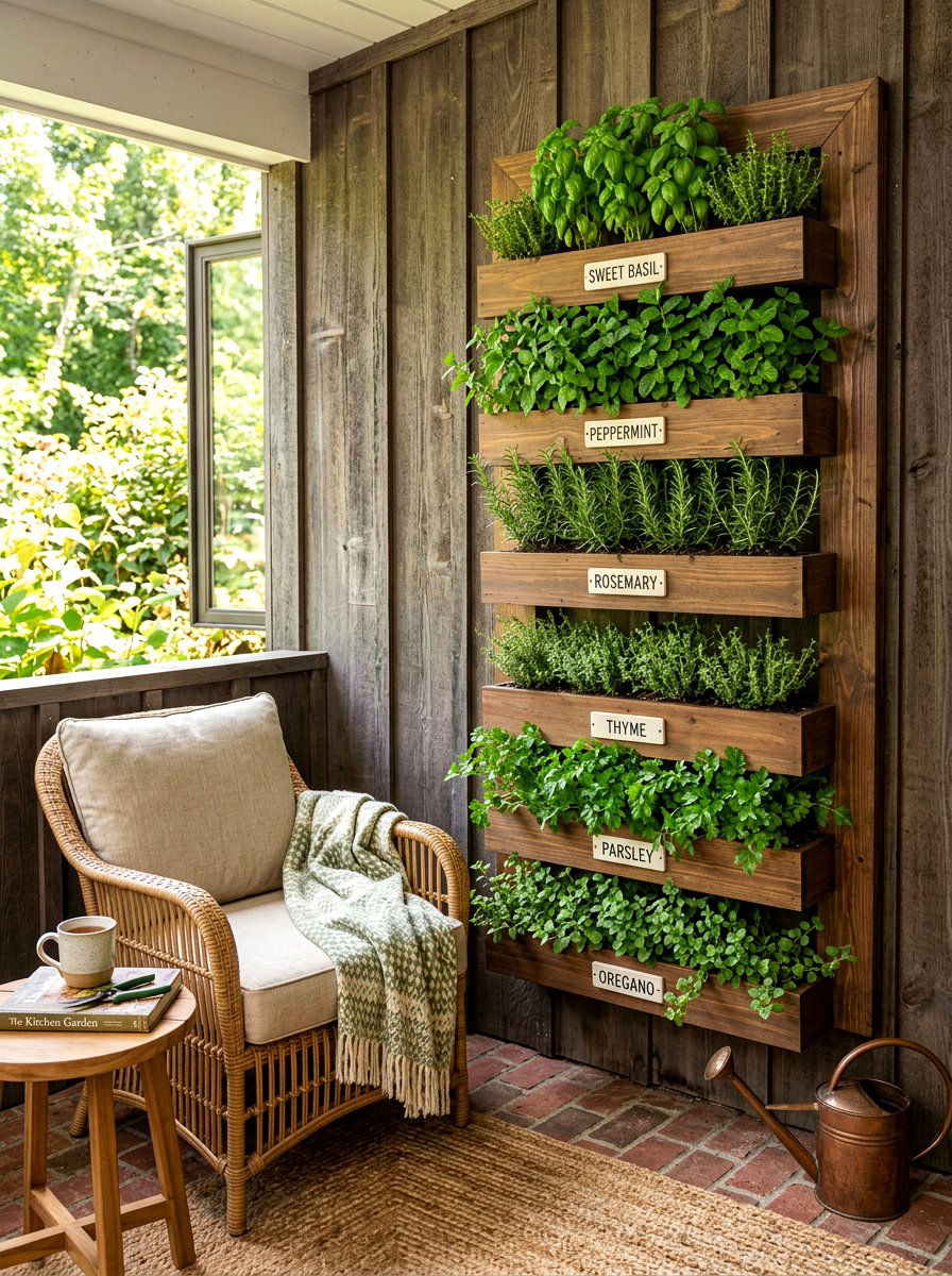 Vertical Herb Garden - 25 Spring Porch Sitting Area Ideas