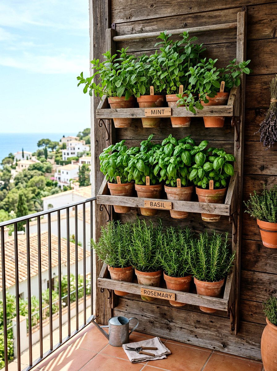 Vertical Herb Garden - 25 Spring Balcony Decor Ideas