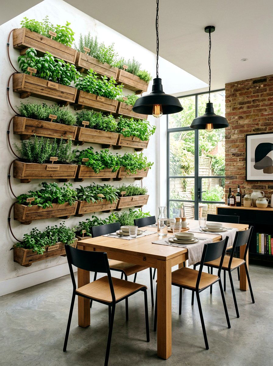 Vertical Herb Garden Wall - 25 Spring Dining Room Wall Decor Ideas