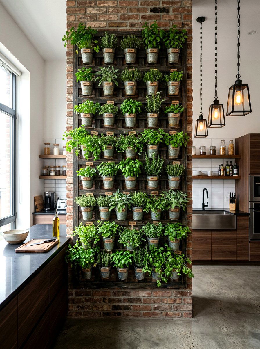 Vertical Herb Wall - 25 Spring Herb Decor Ideas