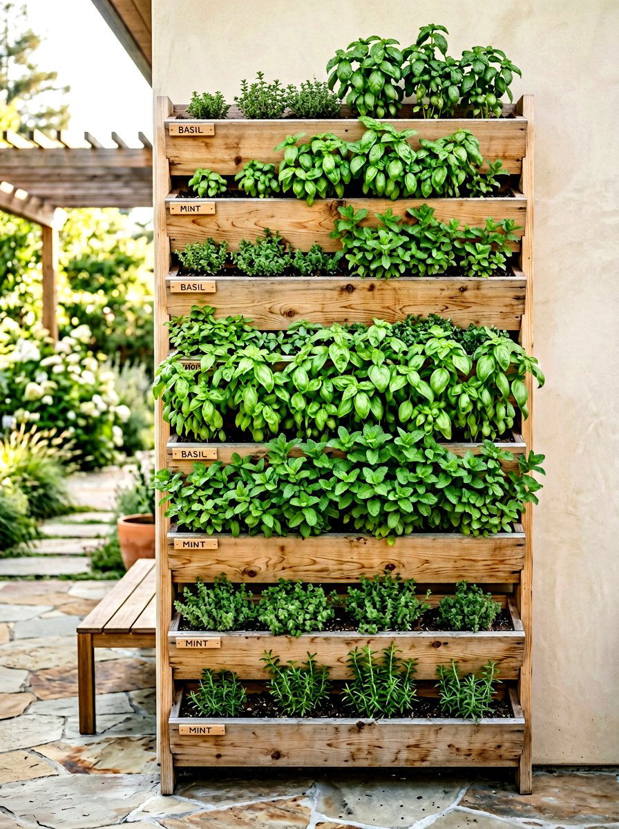 Vertical Herb Wall - 25 Spring Herb Garden Decor Ideas