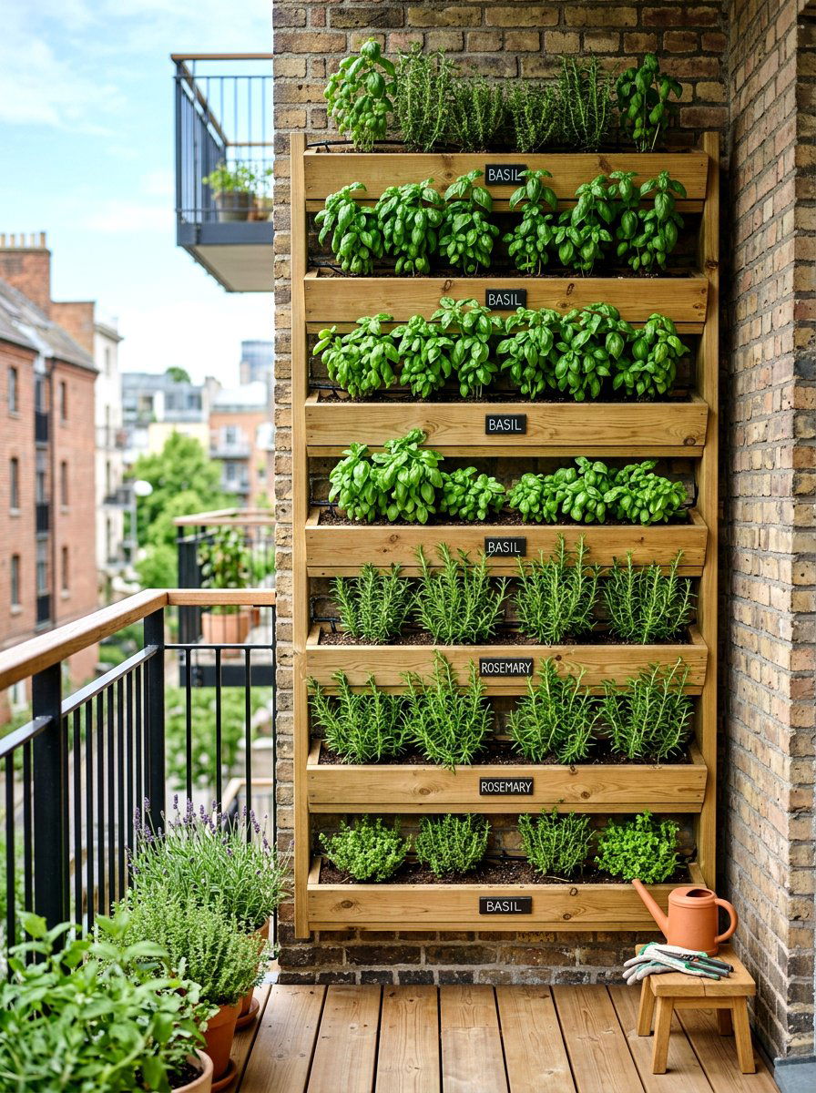 Vertical Herb Wall - 25 Spring Garden Nook Decor Ideas