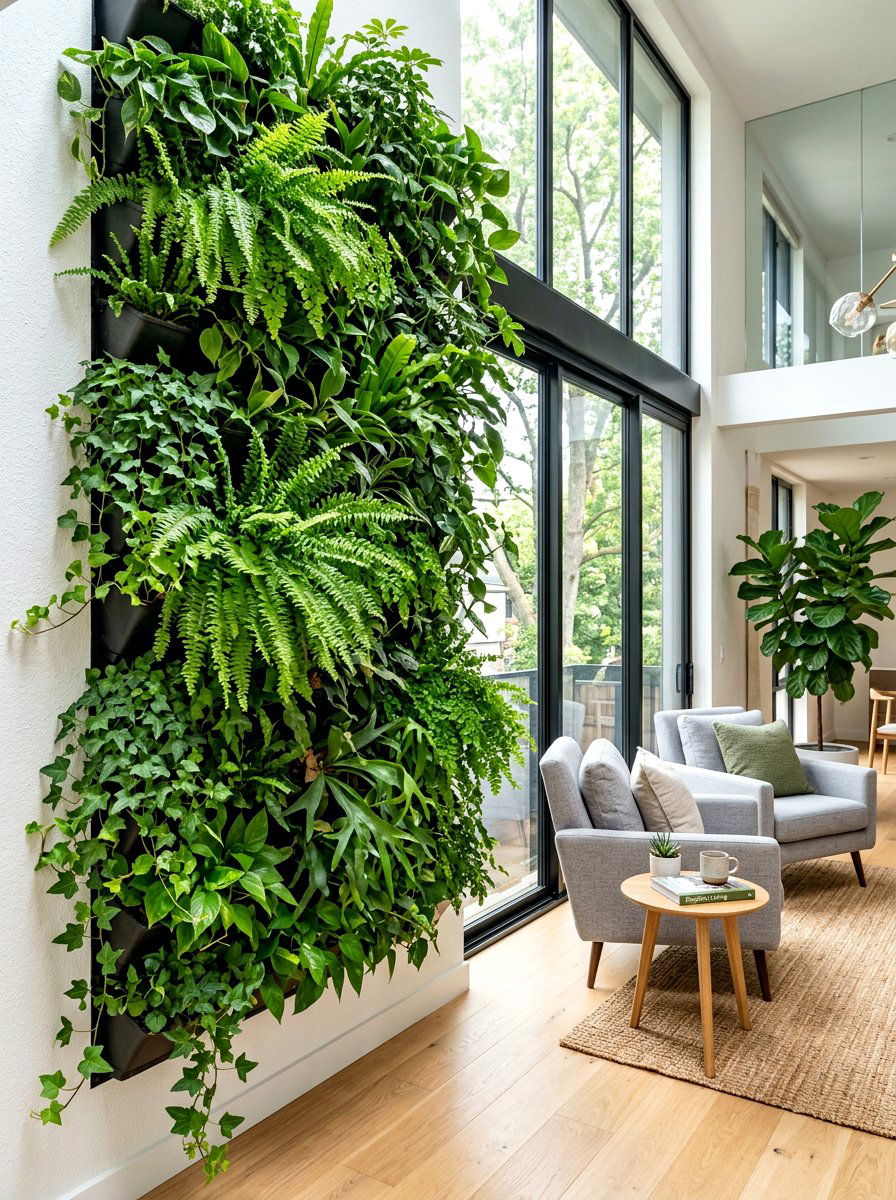 Vertical Indoor Garden - 25 Spring Living Room Wall Decor Ideas