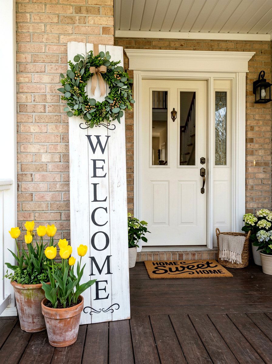 Vertical Porch Sign - 25 Spring Front Door Decor Ideas
