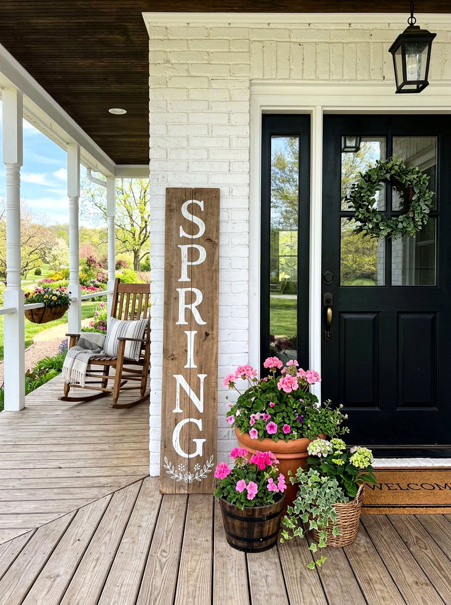 Vertical Porch Sign - 25 Spring Hand Lettering Decor Ideas