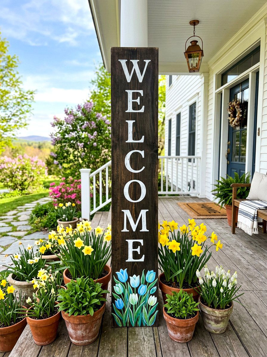 Vertical Porch Sign - 25 Spring Outdoor Sign Ideas