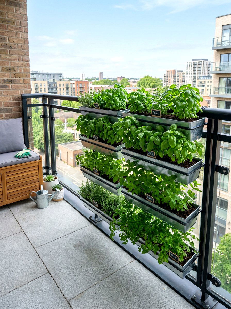 Vertical Railing Garden - 25 Spring Balcony Railing Decor Ideas