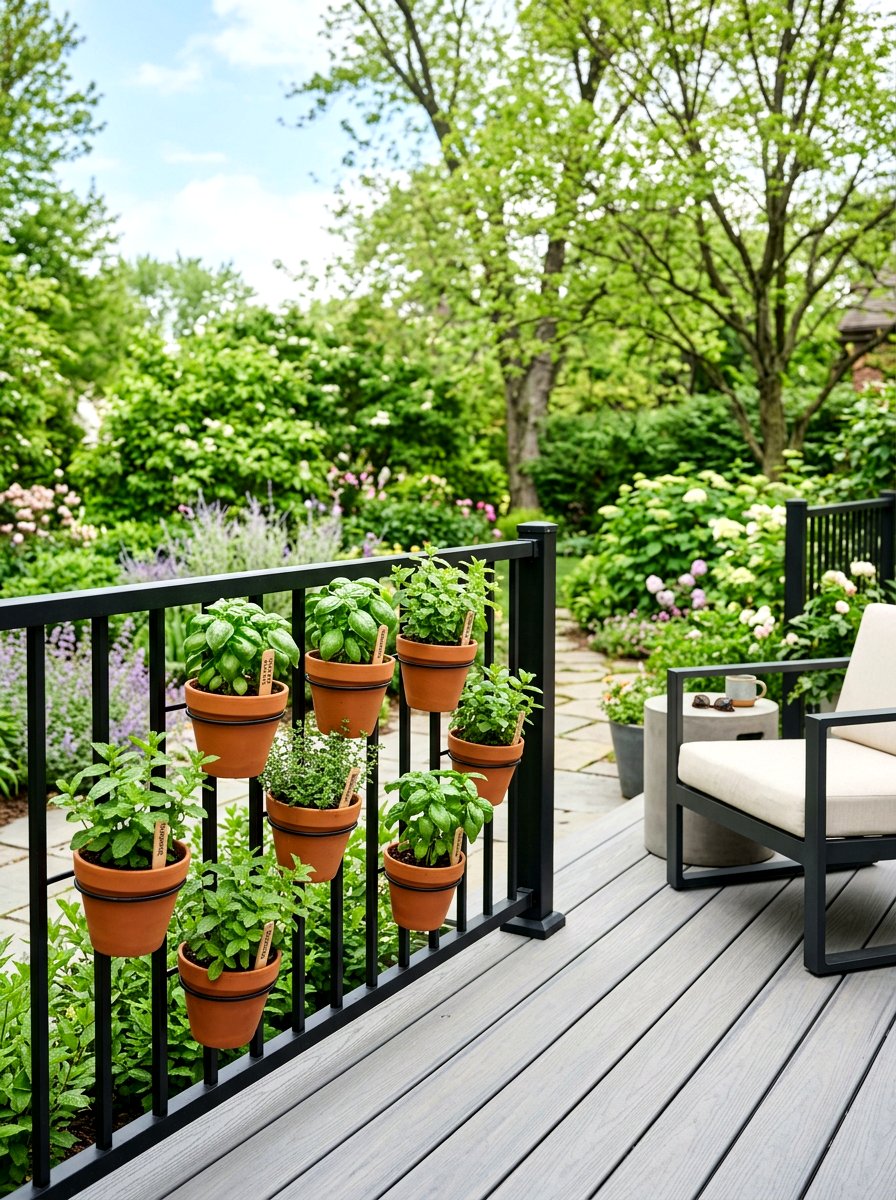 Vertical Railing Herb Garden - 25 Spring Deck Railing Decor Ideas