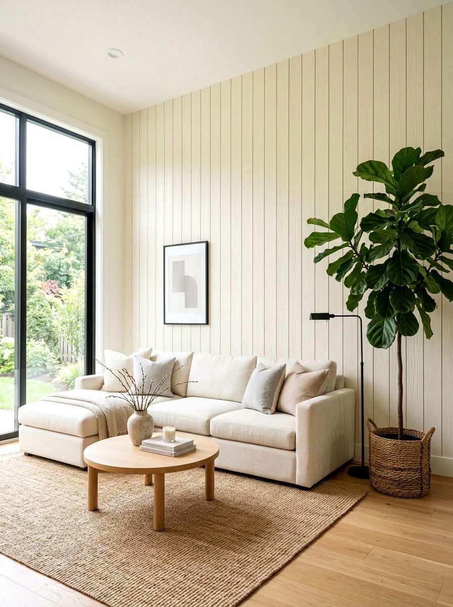 Vertical Shiplap Living Room Accent - 25 Spring Shiplap Wall Decor Ideas