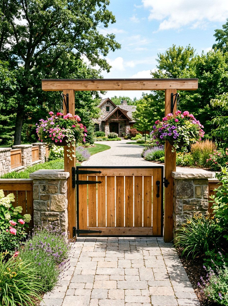 Vertical Slat Wood Gate - 25 Spring Driveway Gate Ideas