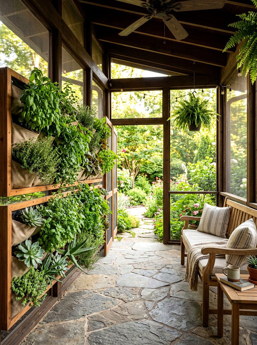 Vertical Wall Garden - 25 Spring Screened Porch Decor Ideas