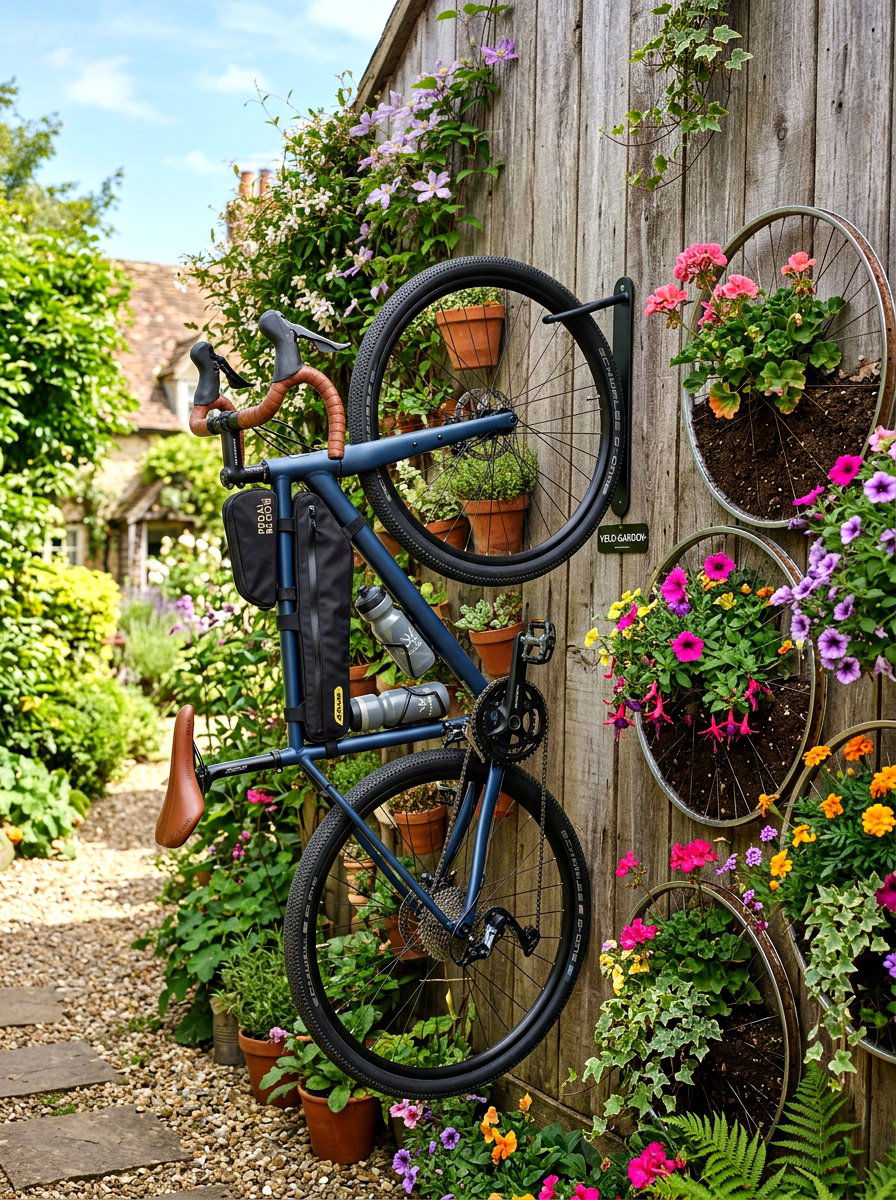 Vertical Wall Hanging Bicycle - 25 Spring Bicycle Decor Ideas