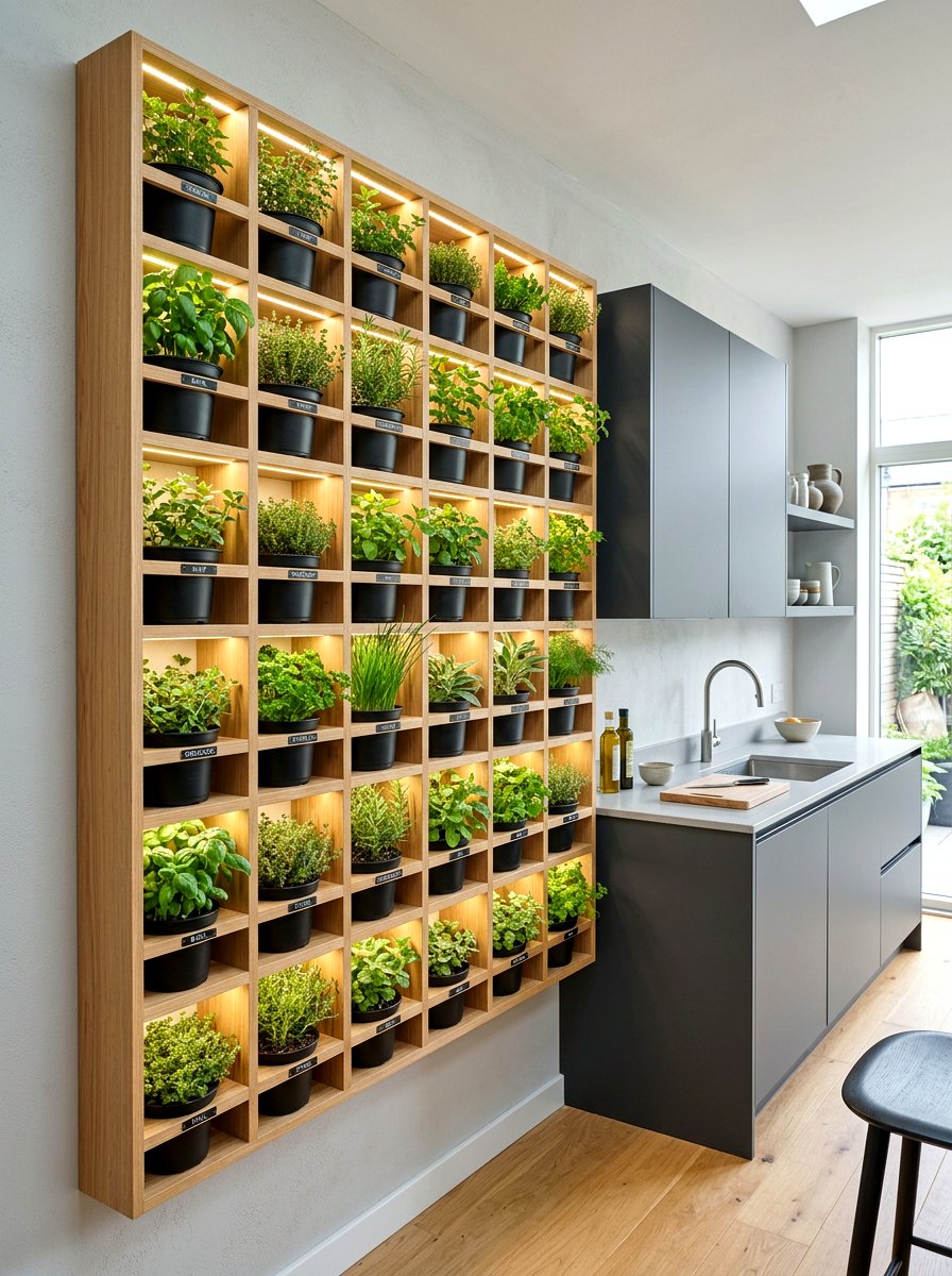 Vertical Wall Herb Garden - 25 Spring Kitchen Herb Garden Ideas