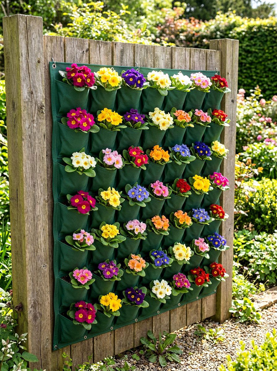 Vertical Wall Pocket - 25 Spring Primrose Planter Ideas