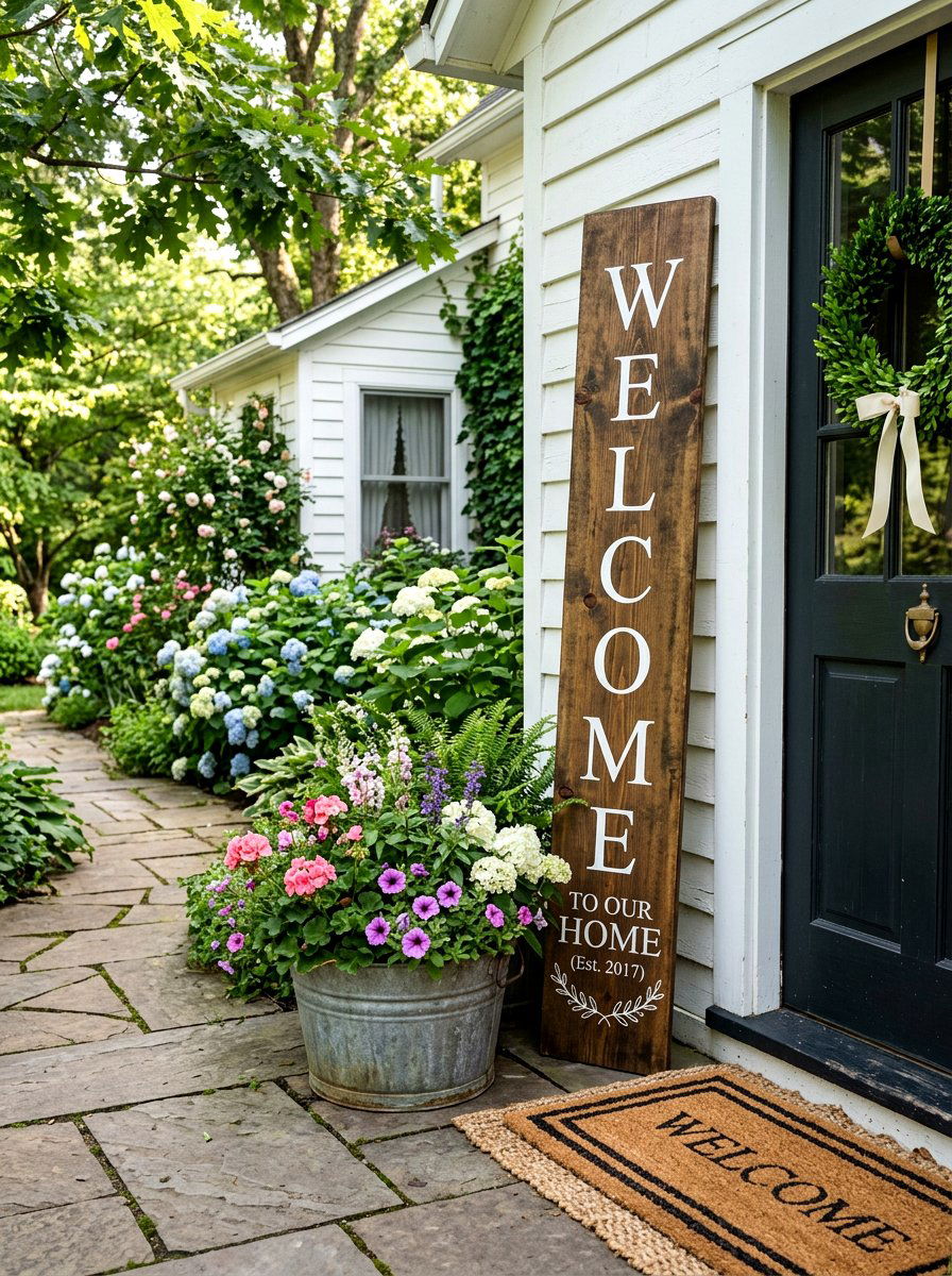 Vertical Welcome Sign - 25 Spring Front Porch Decor Ideas