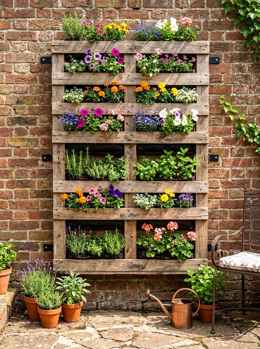 Vertical Wood Pallet Planter - 25 Spring Garden Planter Ideas