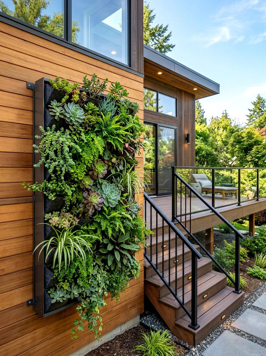 Vertical garden planters - 25 Spring Deck Staircase Decor Ideas