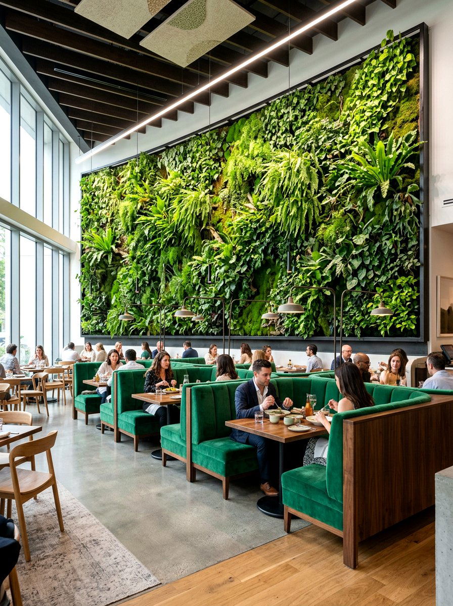 Vertical garden wall - 25 Spring Restaurant Decor Ideas