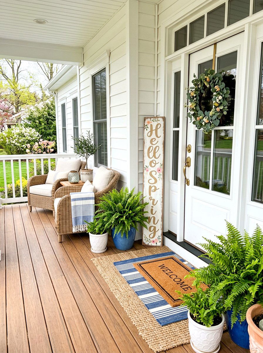 Vertical hello spring sign - 25 Spring Porch Sign Ideas