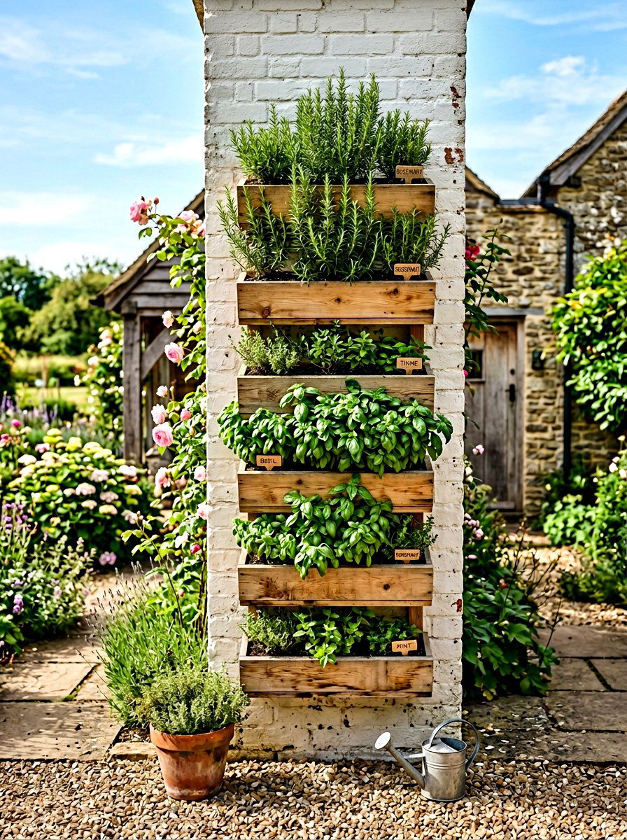 Vertical herb garden - 25 Spring Garden Wall Decor Ideas