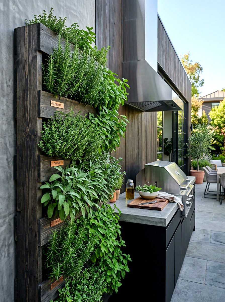 Vertical herb garden - 25 Spring Outdoor Kitchen Decor Ideas