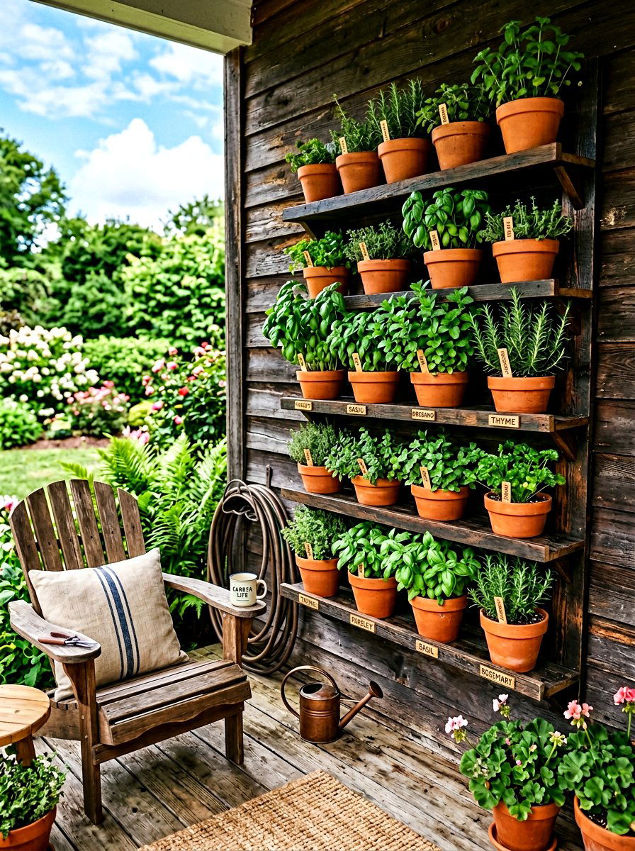 Vertical herb garden - 25 Spring Back Porch Decor Ideas