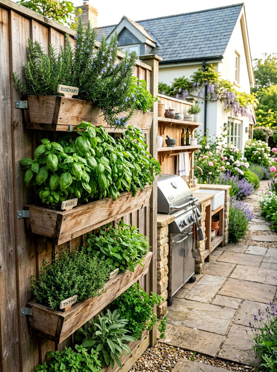 Vertical herb garden - 25 Spring Cottage Fence Decor Ideas