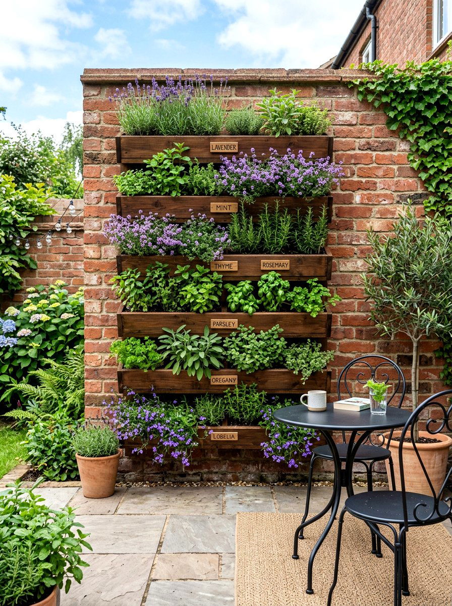 Vertical spring herb wall - 25 Spring Container Garden Ideas