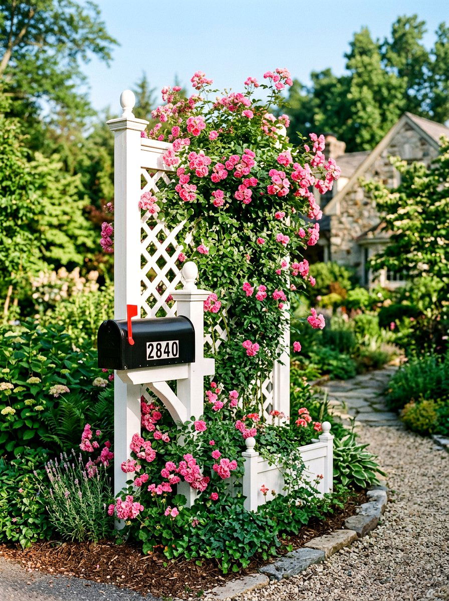 Vertical trellis mailbox planter - 25 Spring Mailbox Planter Ideas
