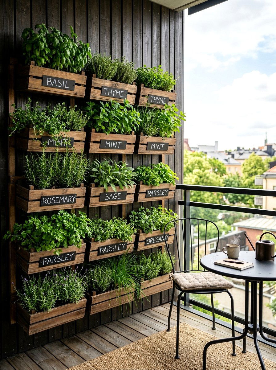Vertical wall herb garden - 25 Spring Balcony Herb Garden Ideas