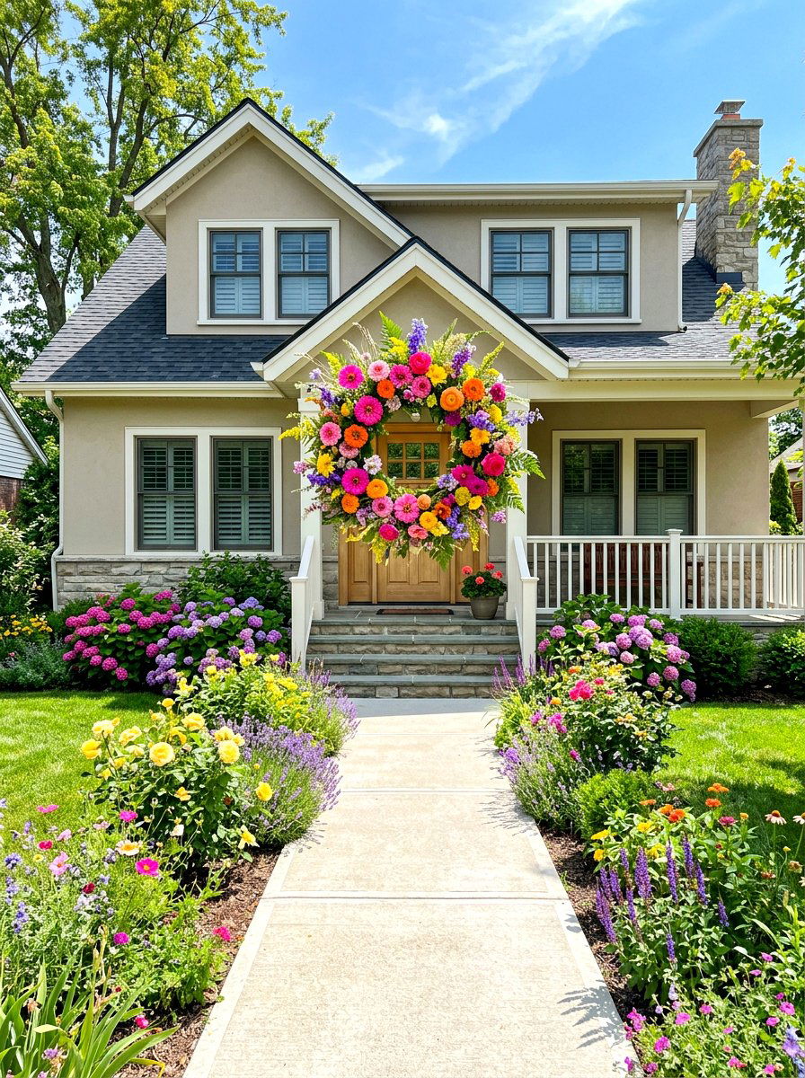 Vibrant Wildflower Wreath - 25 Spring Wildflower Wreath Ideas
