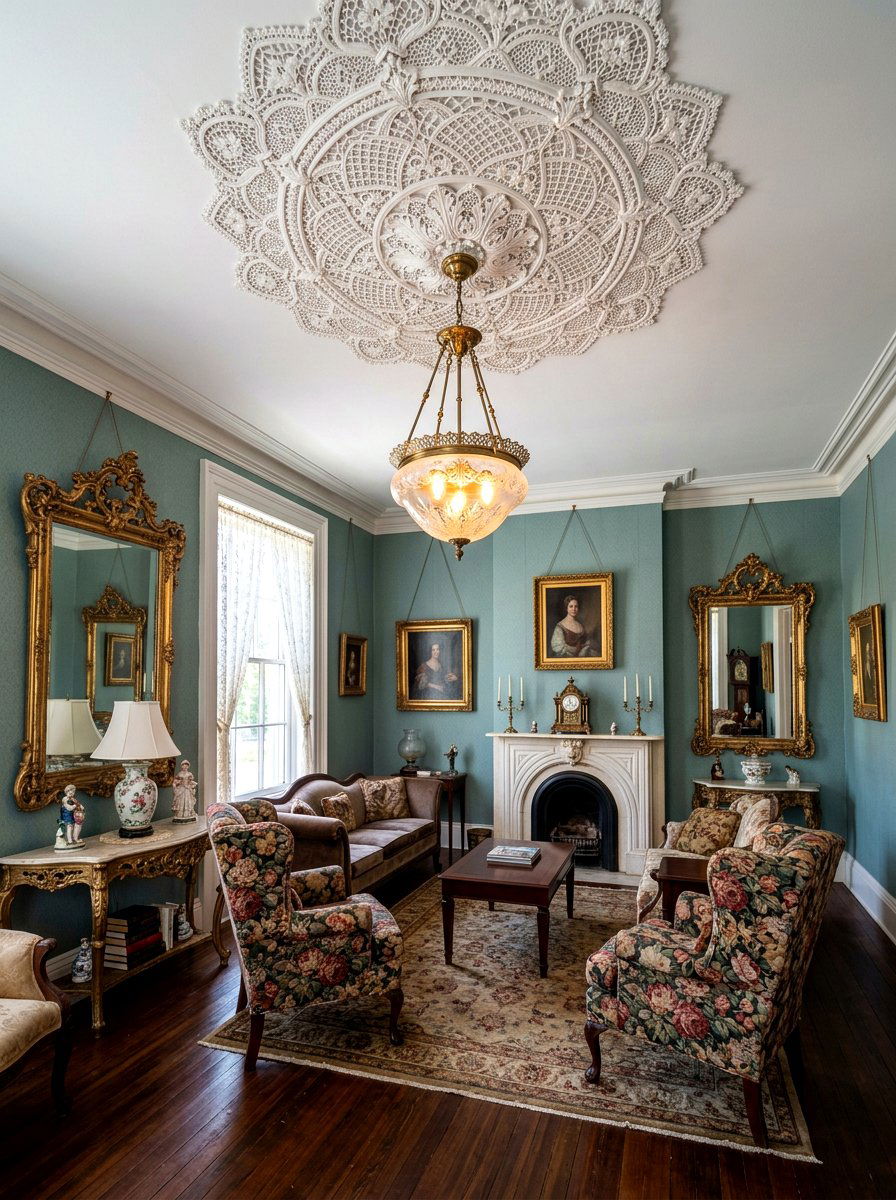Victorian Lace Pattern - 25 Spring Ceiling Medallion Decor Ideas
