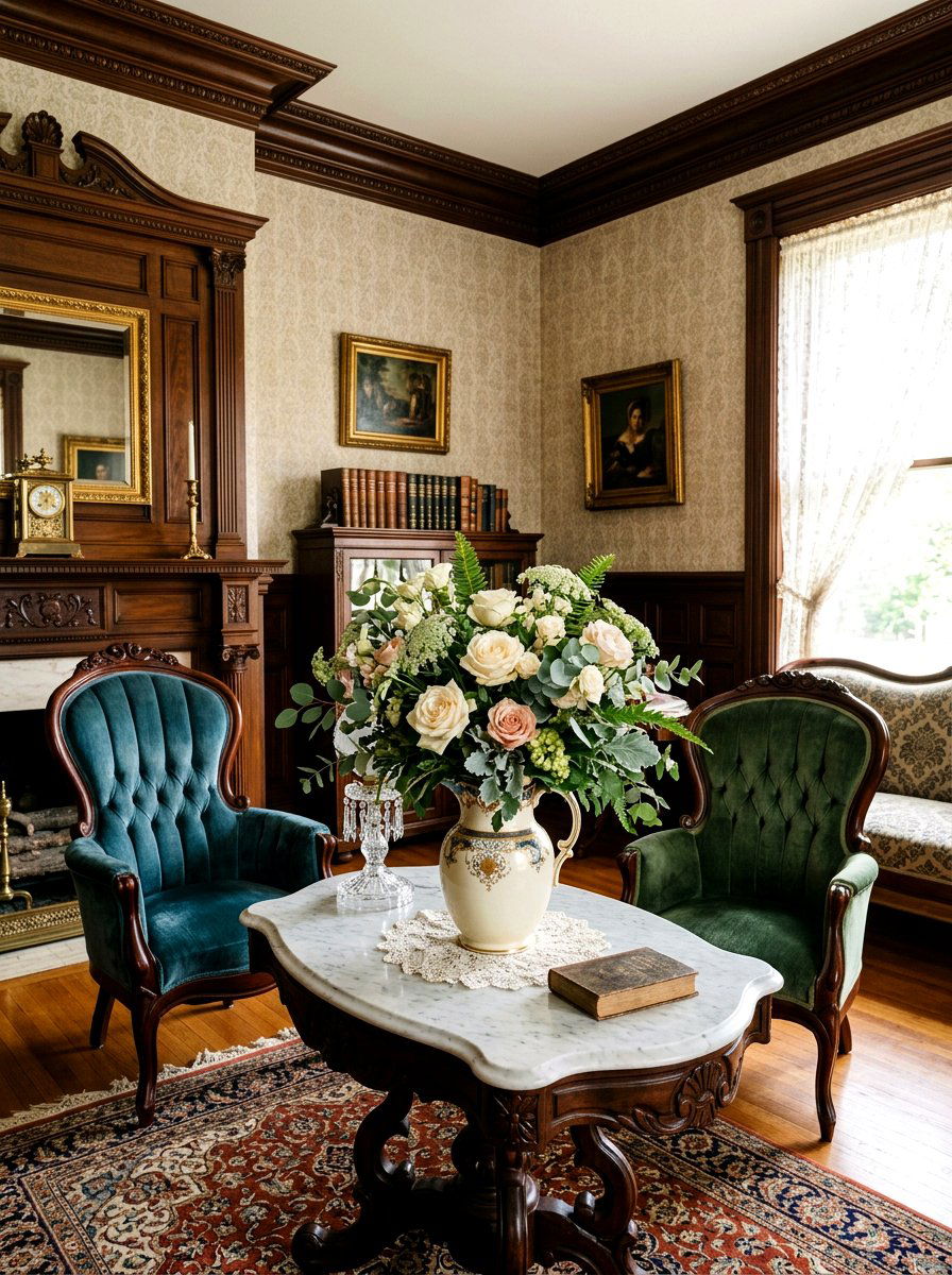 Victorian parlor floral arrangement - 25 Spring Victorian Decor Ideas