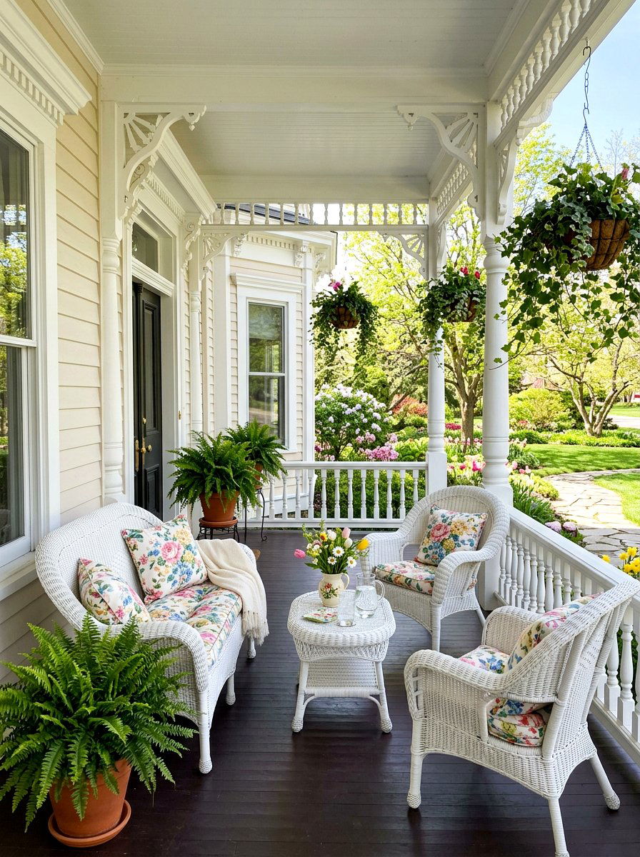 Victorian porch wicker furniture spring - 25 Spring Victorian Decor Ideas