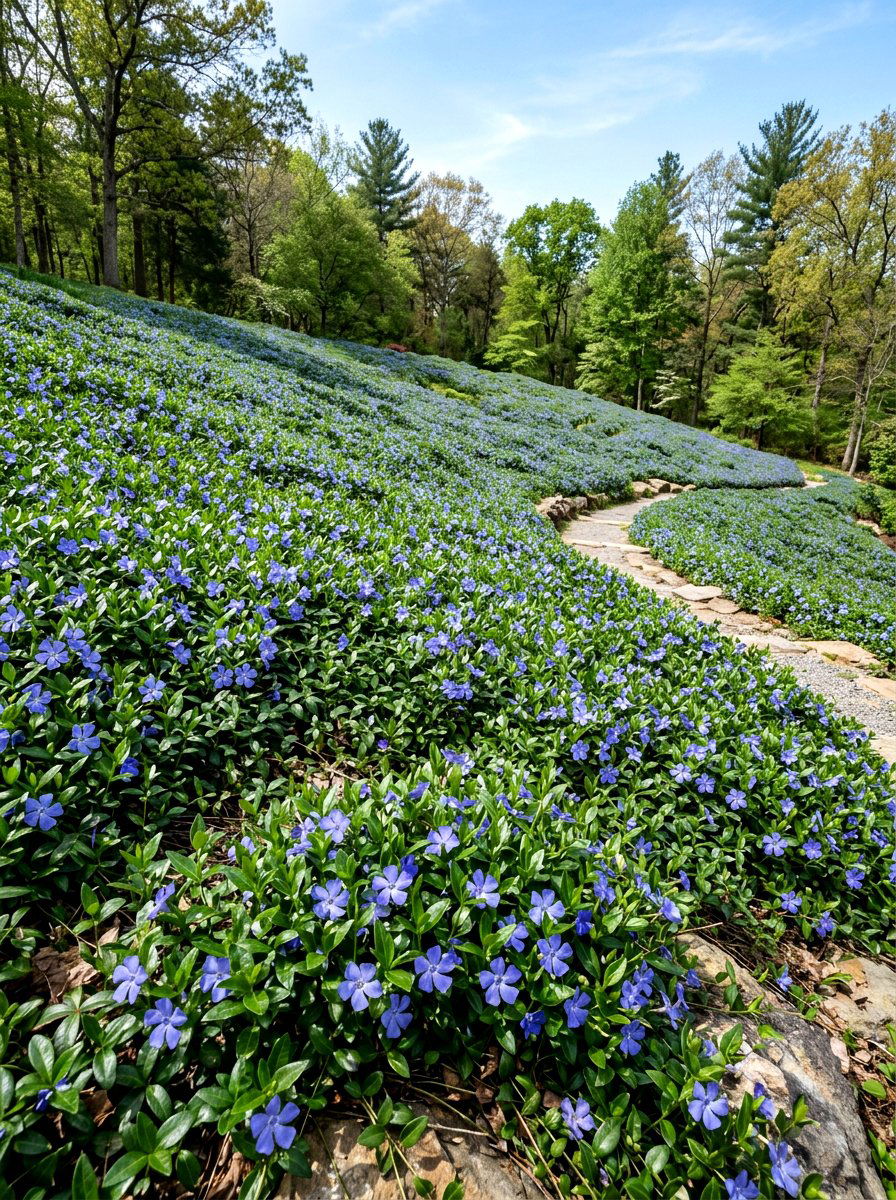 Vinca minor ground cover - 25 Spring Shade Garden Ideas
