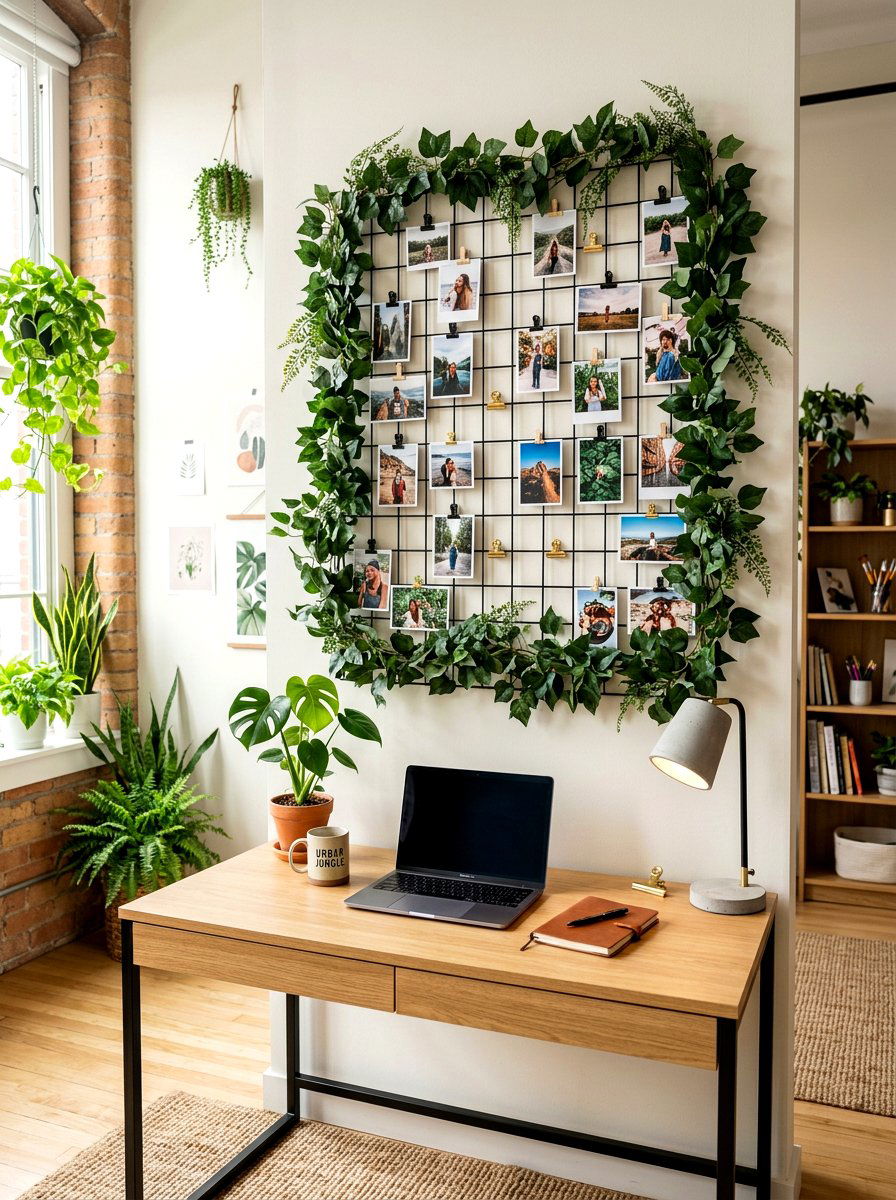 Vine Wrapped Photo Grid - 25 Spring Photo Wall Ideas