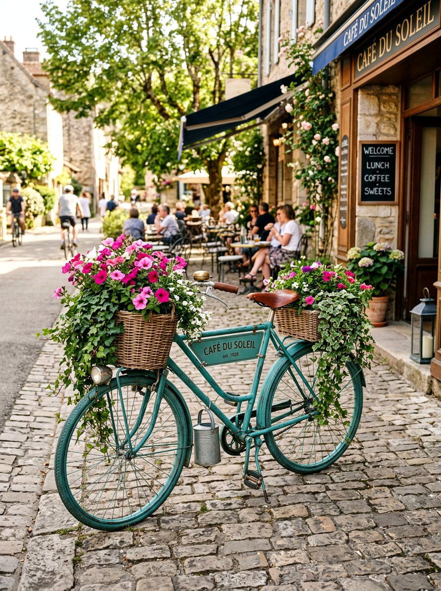 Vintage Bicycle Planter - 25 Spring Cafe Decor Ideas
