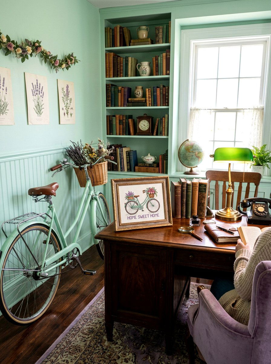 Vintage Bicycle With Flower Basket Cross Stitch - 25 Spring Cross Stitch Pattern Ideas