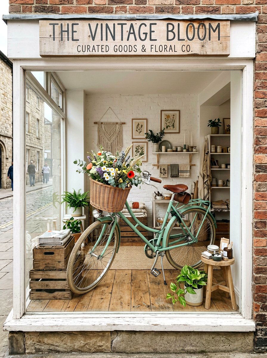 Vintage Bicycle With Flowers - 25 Spring Shop Window Ideas