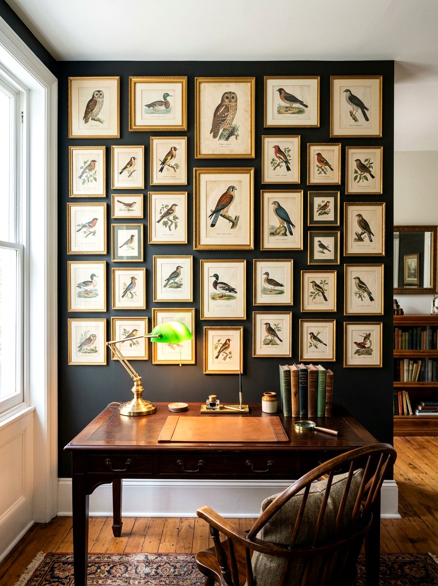 Vintage Bird Illustration Gallery Wall - 25 Spring Gallery Wall Ideas