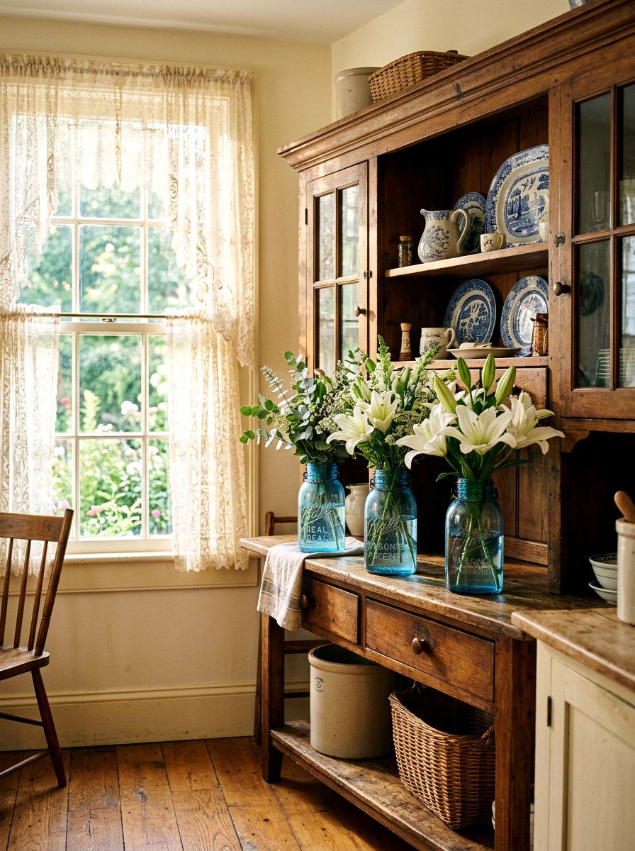 Vintage Blue Glass Jar - 25 Spring Glass Jar Decor Ideas