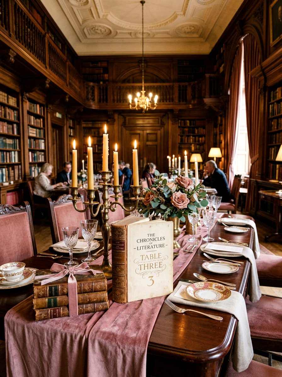 Vintage Book Table Number - 25 Spring Table Number Ideas